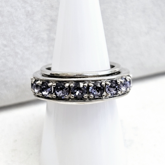 STS Karis Spinner Band Ring with Purple Stones Vintage Size 7.75 - Picture 11 of 15